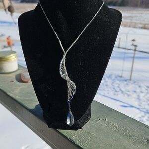 Rare Sworvski Silver and Blue Teardrop Necklace